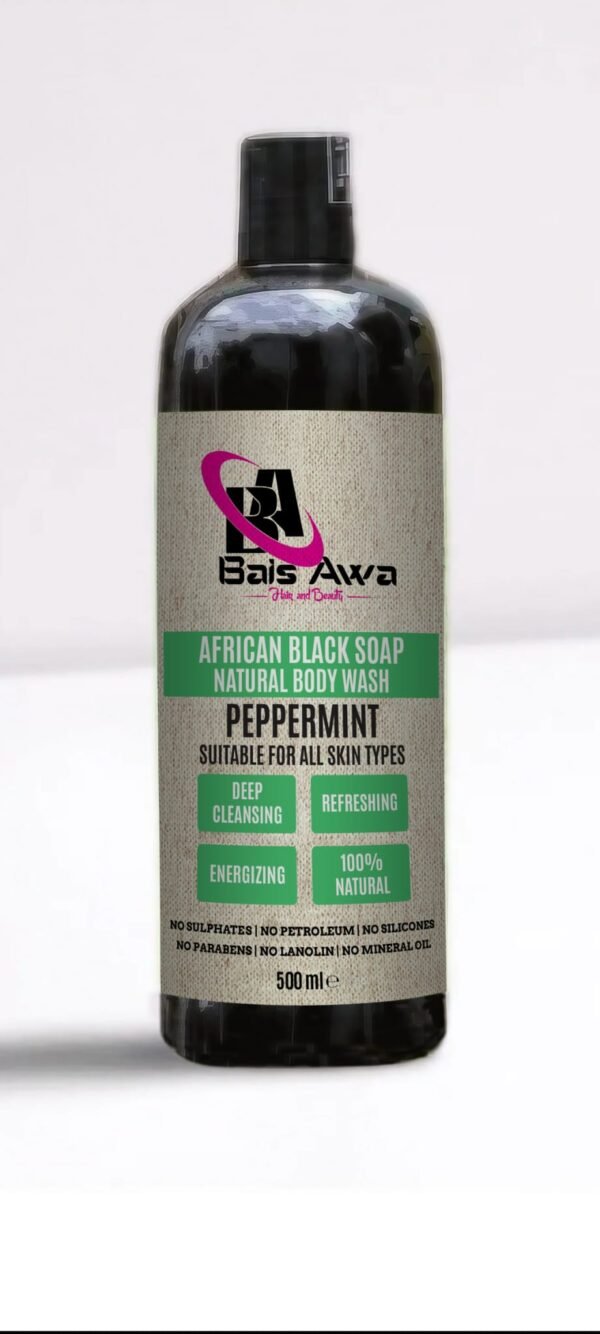 African Black Soap Natural Body Wash Peppermint